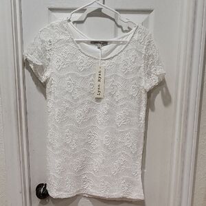 Women's Elegant White Lace Top